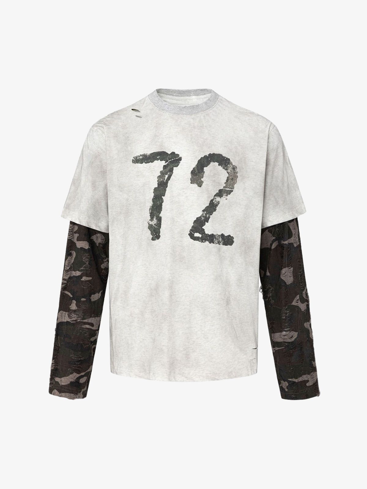 Camouflage Faux Two piece Jersey Long Sleeve T shirt 2380