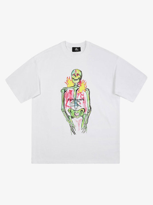 Thesupermade Hand-painted Skull Print T-shirt - 1629 