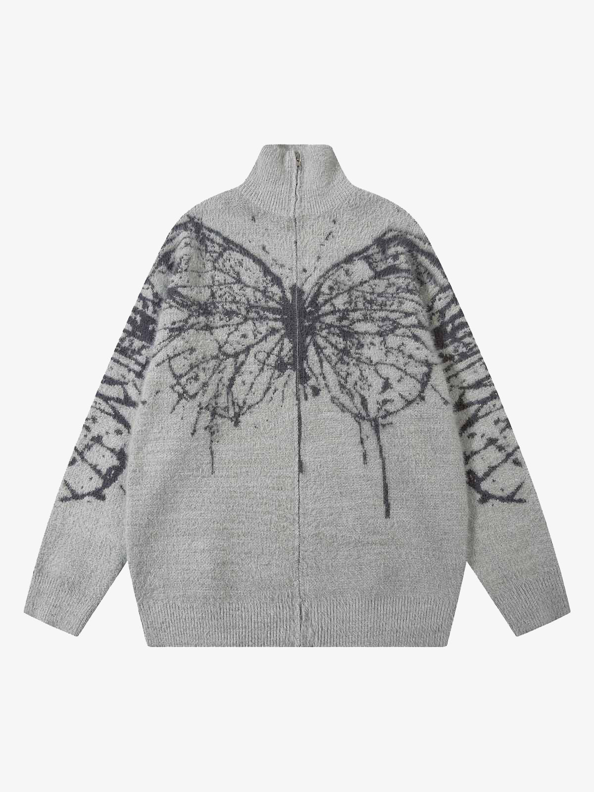 Thesupermade Butterfly Jacquard Knit Mock Neck Sweater