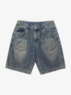 Thesupermade American Street Style Washed Distressed Shorts 