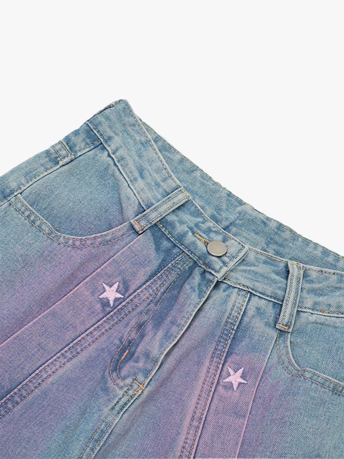 Thesupermade American Retro Spray-painted Star Embroidered Jeans 