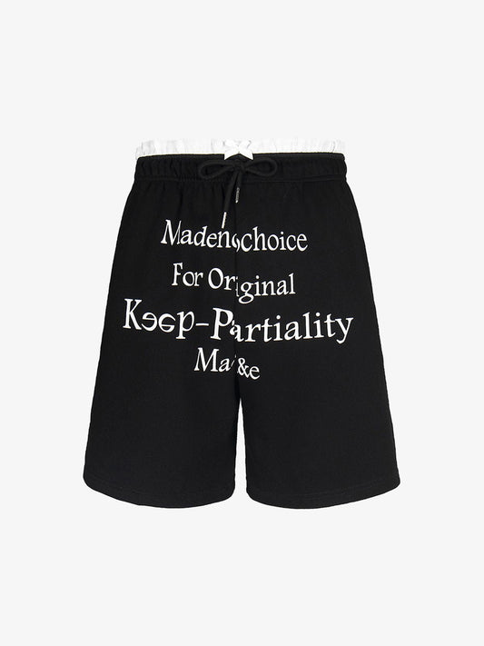 Elastic Letter Double Waist Shorts 