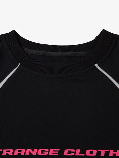 Retro Color-Blocked Deconstructed Stitching Racing T-shirt 