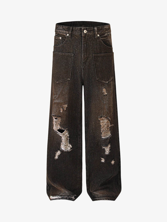 Thesupermade Washed Ripped Baggy Jeans 