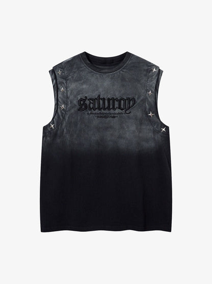 Gradient Embroidered Stars Tank Top 