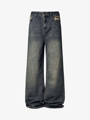 Washed Dirty-Dye Straight Jeans - 2352 