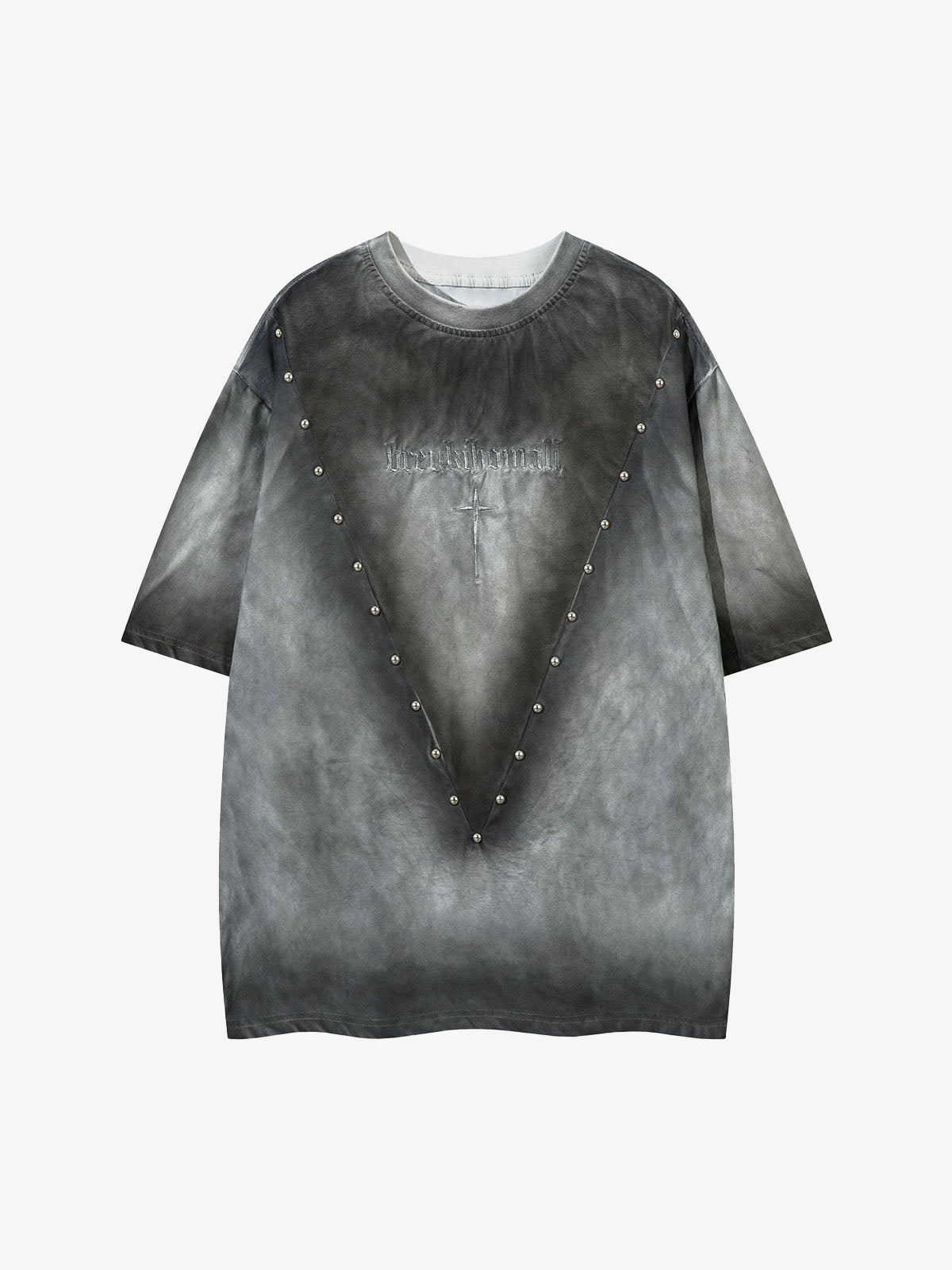 Oversized Cross and Studed T-Shirt 