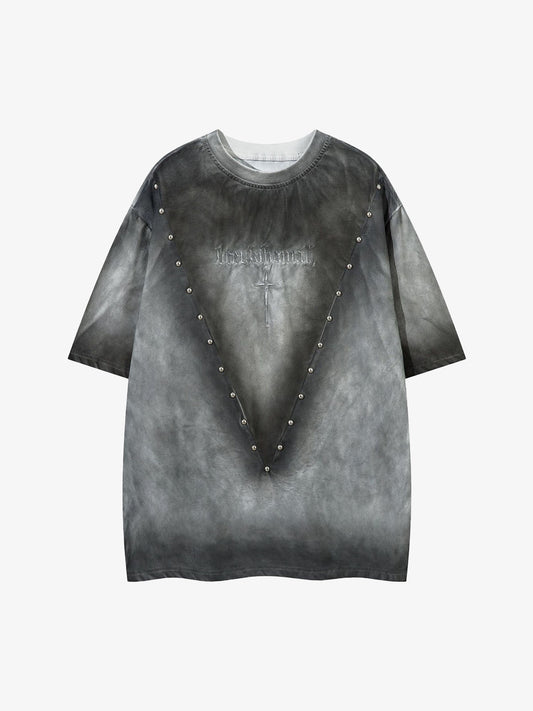 Oversized Cross and Studed T-Shirt 