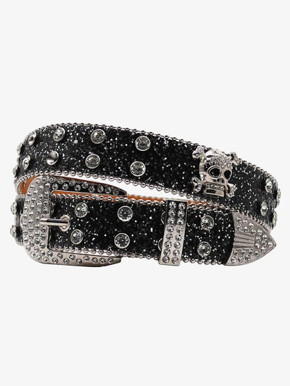 Thesupermade Rhinestone Skull Belt - 1668 