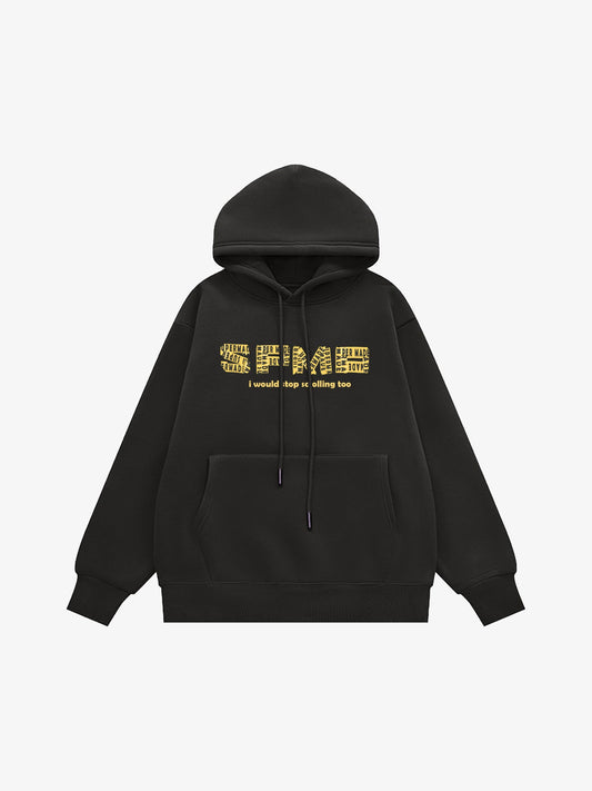 Thesupermade Letter Graphics Fleece Hoodie 