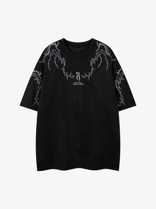 Thorn Embroidery Suede T-Shirt 