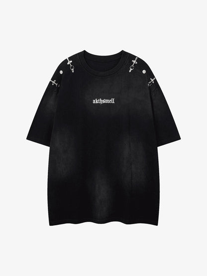 Thesupermade Washed Embroidered Street Rap T-Shirt - 2102 