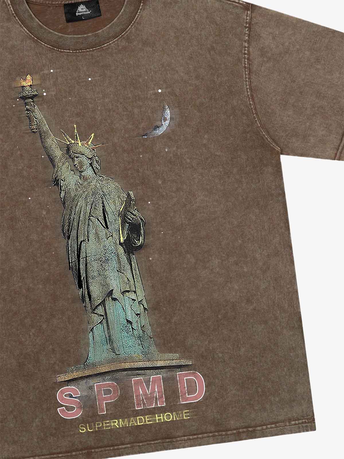 【KOOLOSET】Statue Of Liberty Half Tee Thesupermade Statue Of Liberty Street Vintage T-shirt