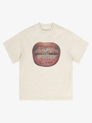 Full Diamond Tooth Pattern T-Shirt - 2258 