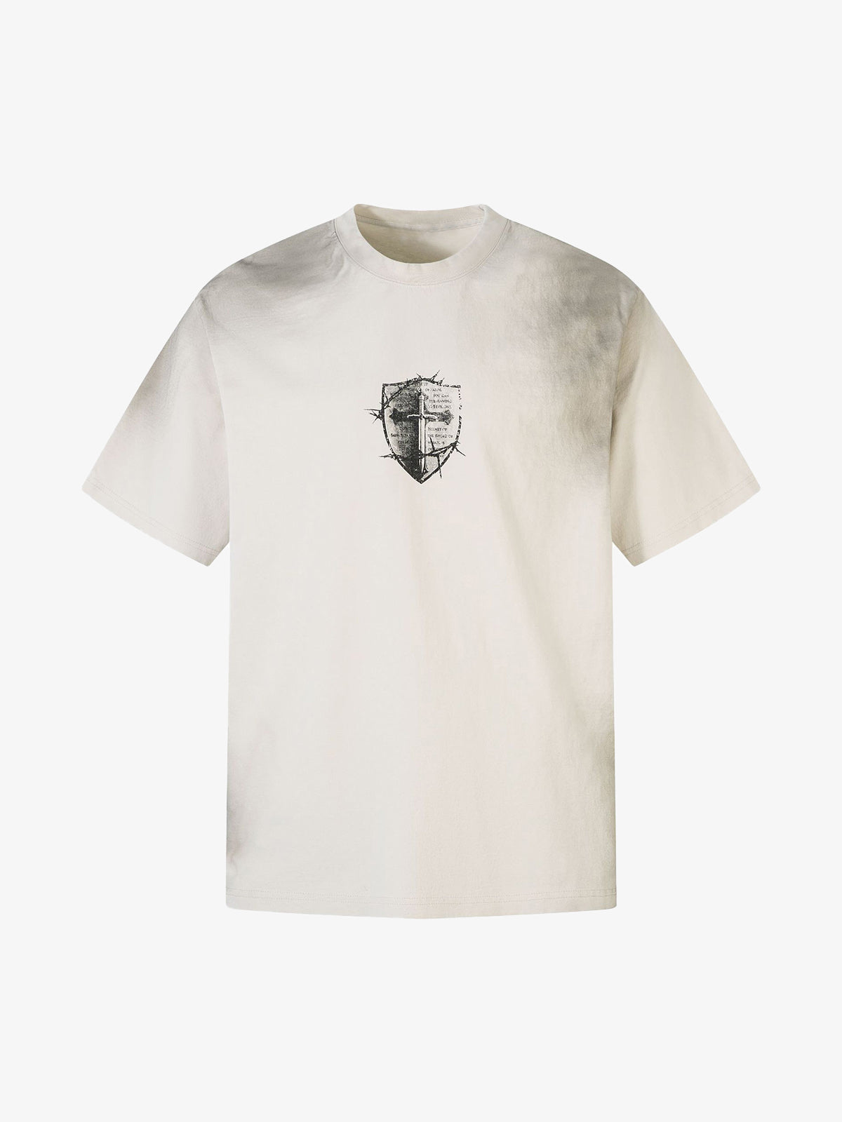 Heavy Cotton Washed Cross Shield Print T-shirt 