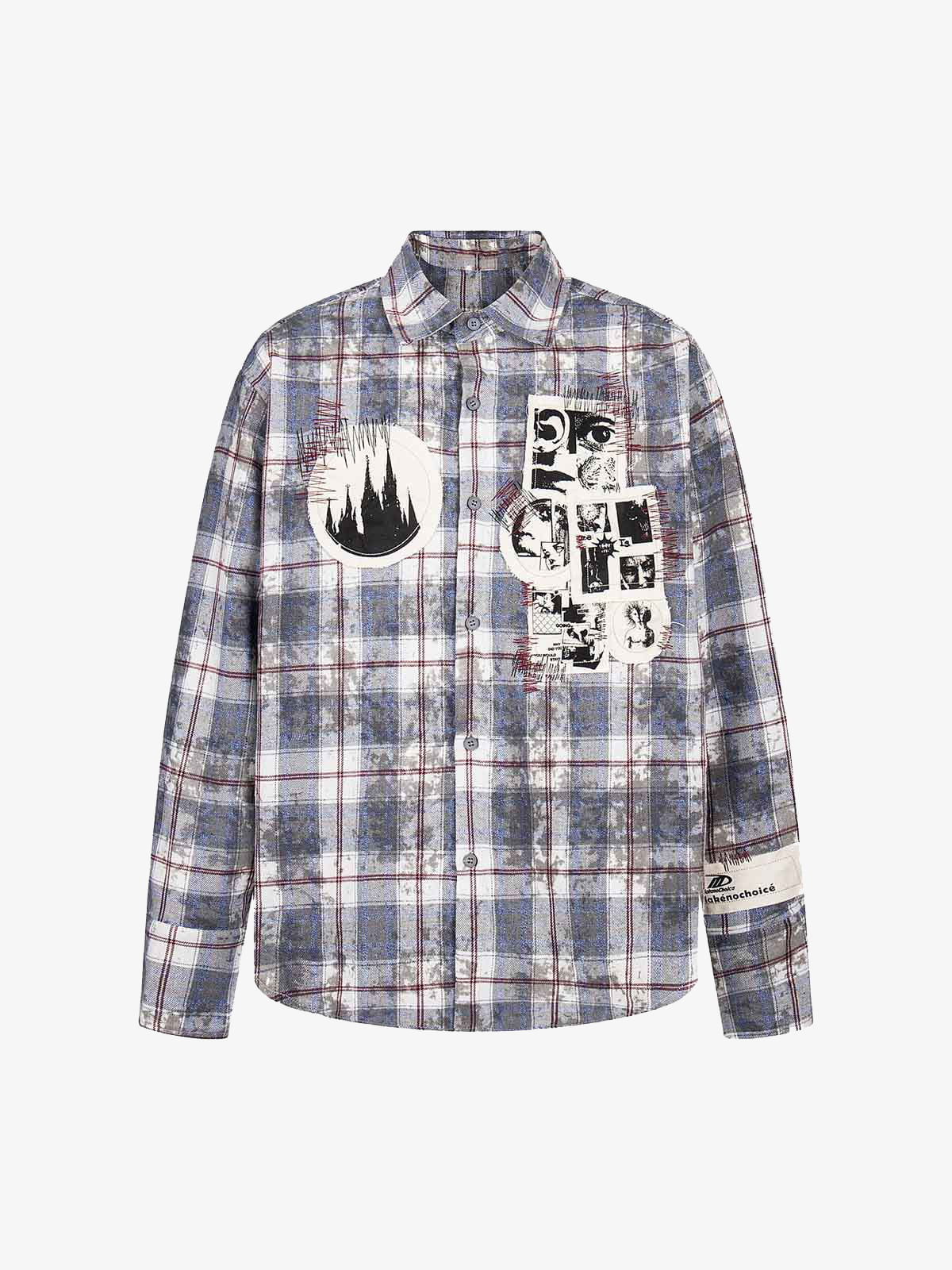 Retro Cleanfit Patch Embroidered Plaid Shirt 