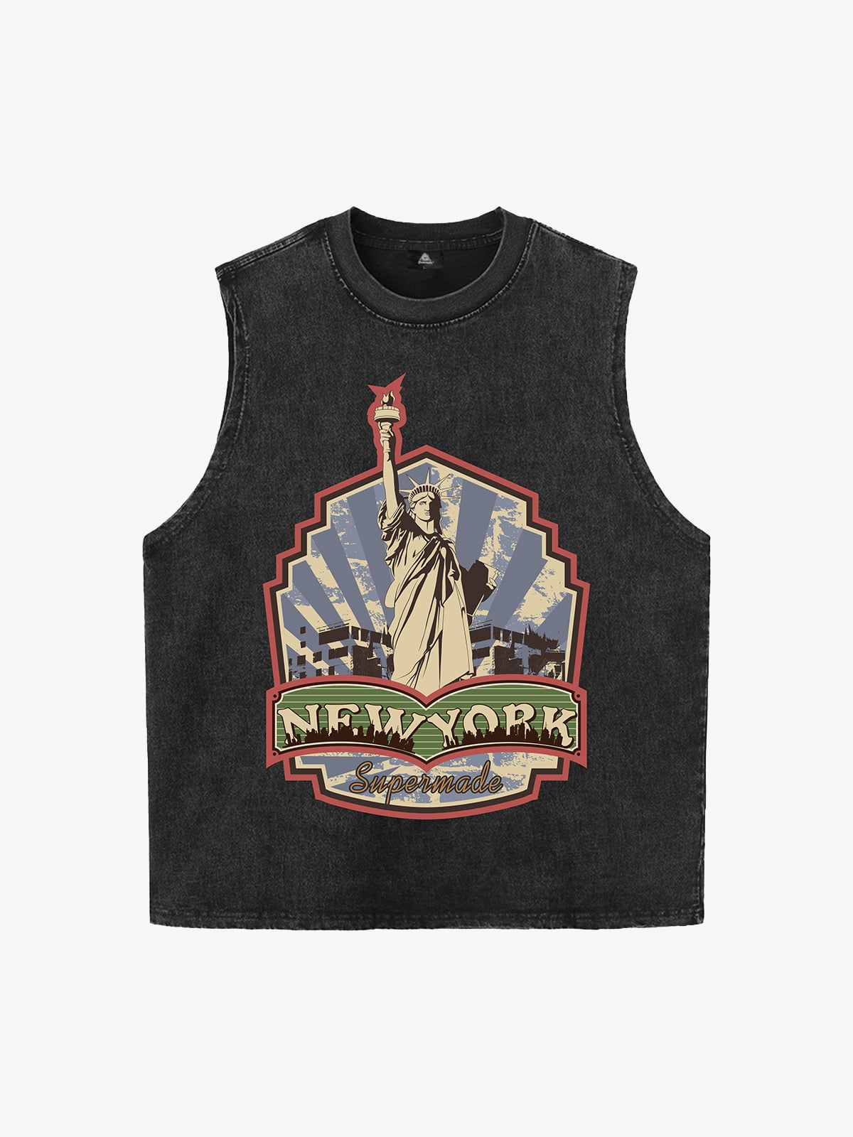 Original Street Statue Of Liberty Print Vest - 2531 