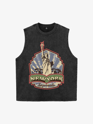 Original Street Statue Of Liberty Print Vest - 2531 