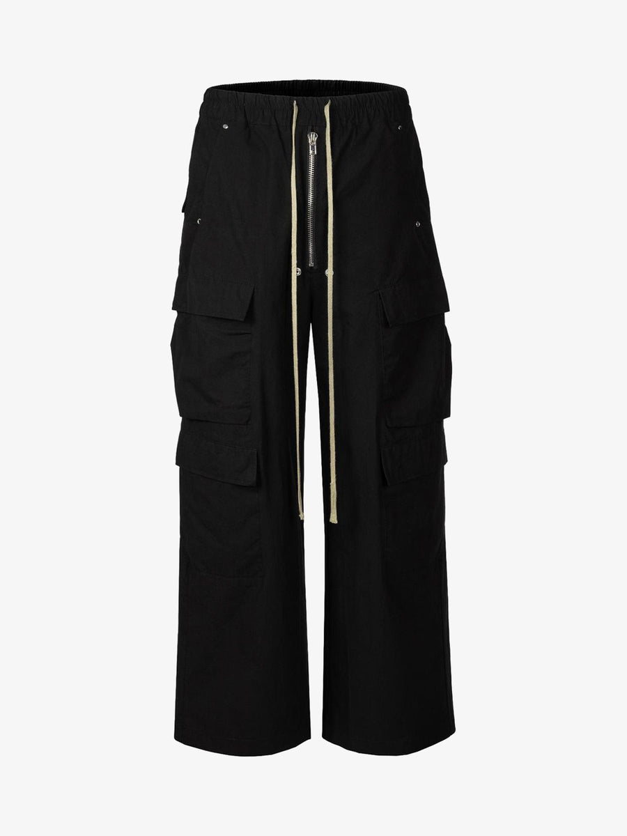 RO Style Multi-Pocket Baggy Flared Pants - 2321; Black / M, Black / L, Black / XL, Black / 2XL, Black / 3XL