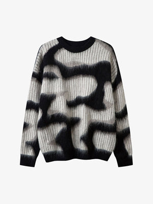 Thesupermade Abstract Mohair Crew Neck Sweater 