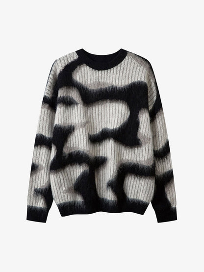 Thesupermade Abstract Mohair Crew Neck Sweater 