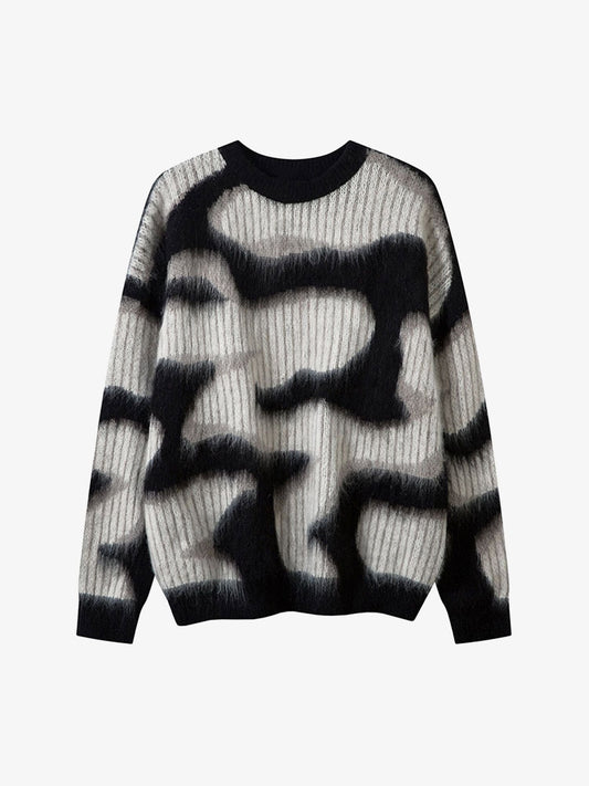 Thesupermade Abstract Mohair Crew Neck Sweater 