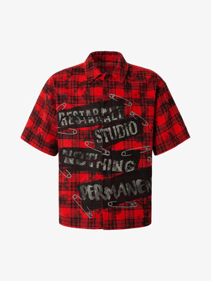 Street Creative Pin Print Plaid Shirt 