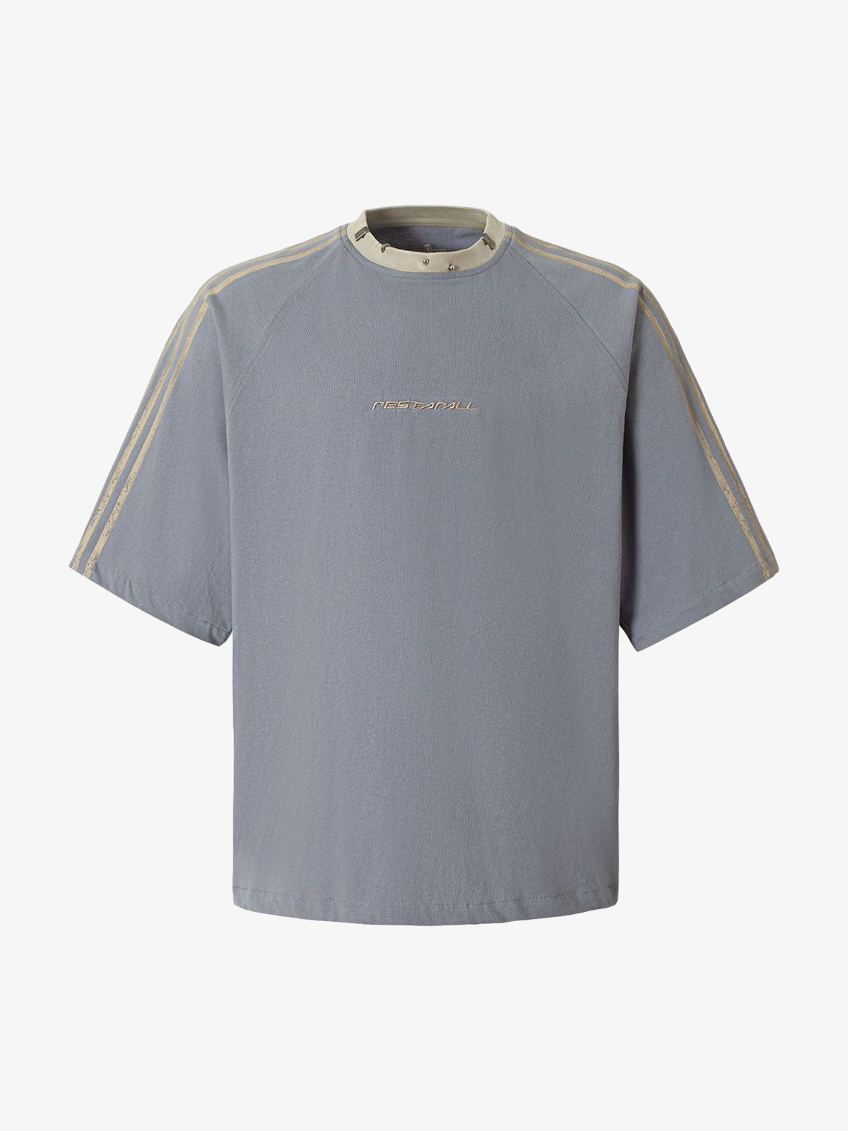 Heavy Washed Street Metal Collar T-shirt 