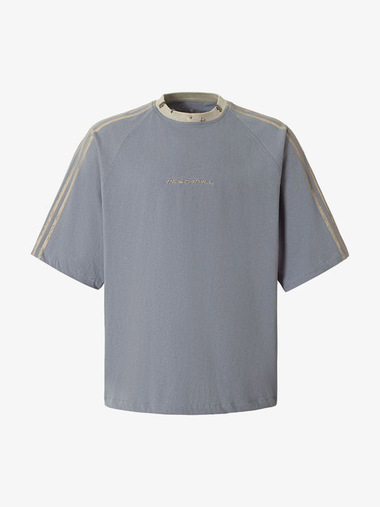 Heavy Washed Street Metal Collar T-shirt 