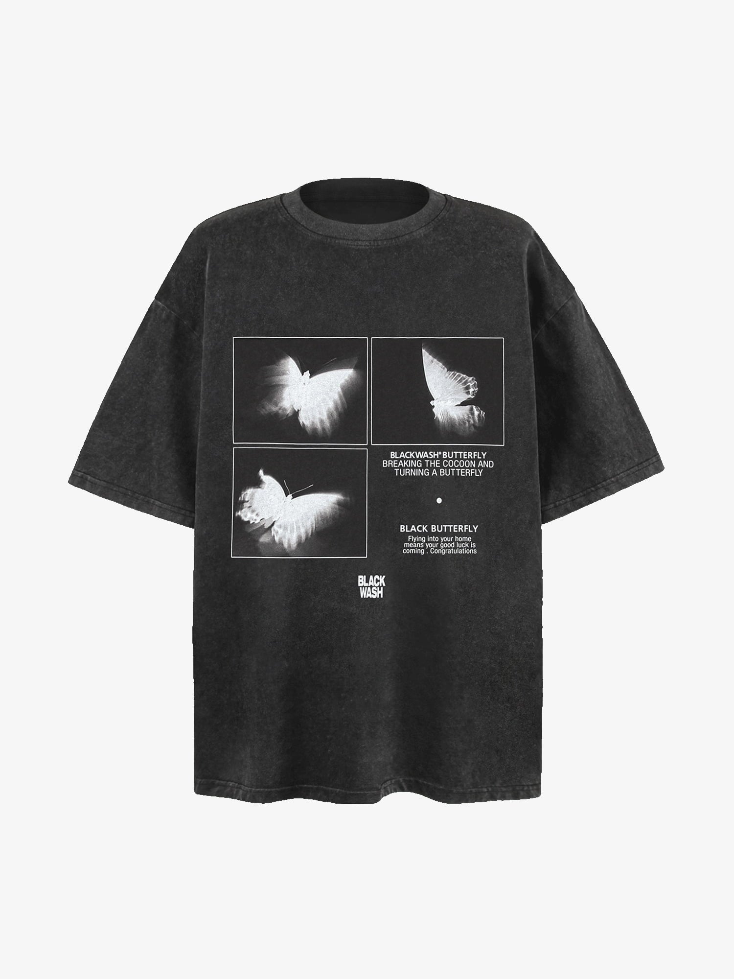 Thesupermade Washed Shadow Butterfly Street Rap T-Shirt 