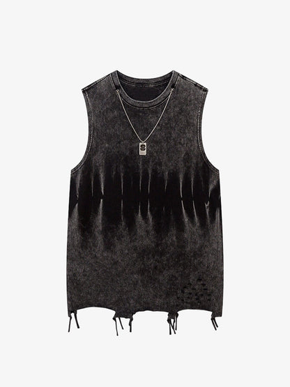 Gradient Tie-Dye Raw Edge Vest 
