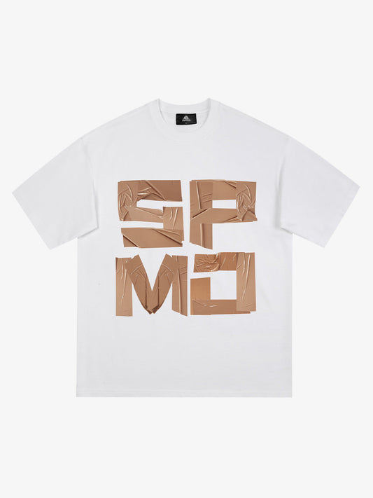 Original Tape Layered Letter Print T-shirt 