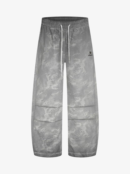 Retro Dirty-Dyed Paratrooper Barrel Pants 