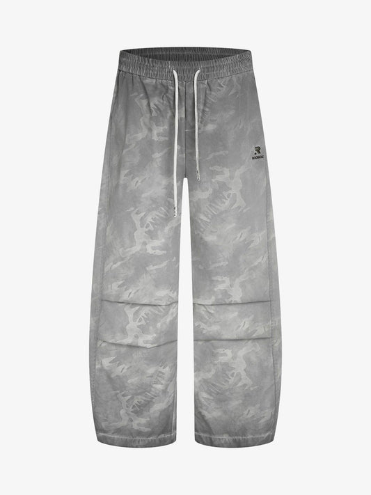 Retro Dirty-Dyed Paratrooper Barrel Pants 