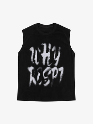Thesupermade Retro Hip Hop Abstract Letter Print Vests 