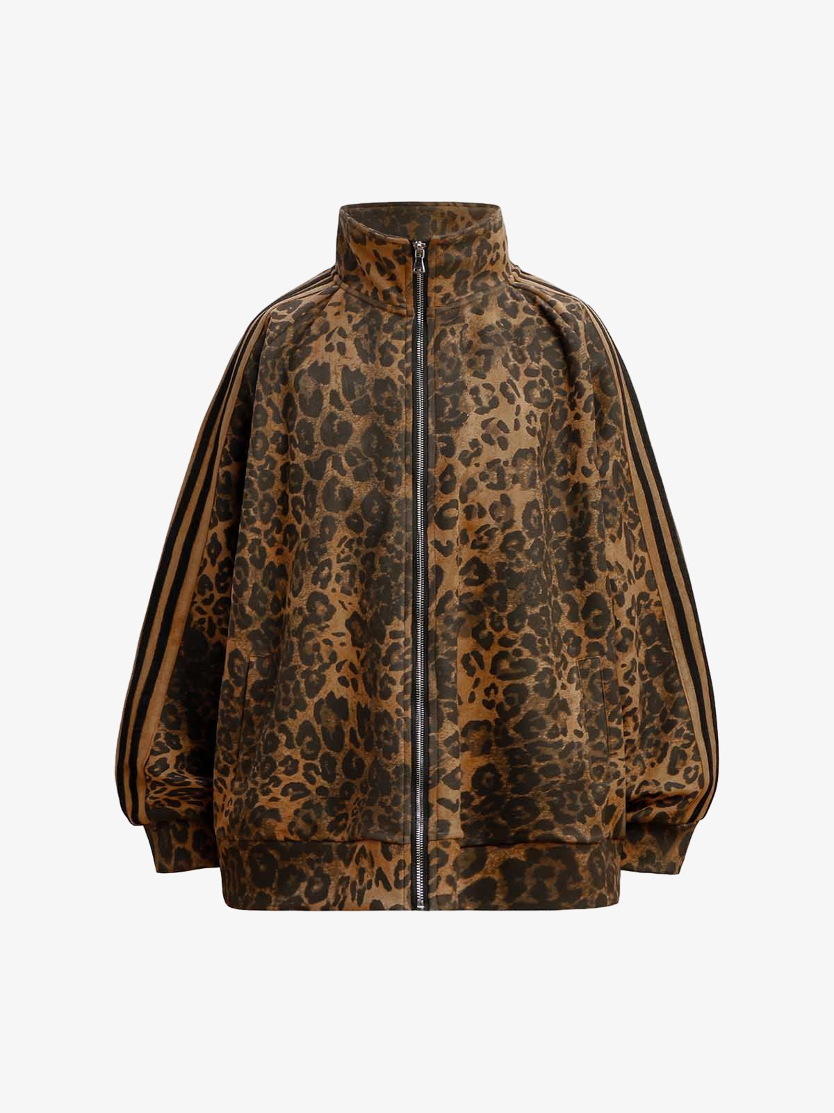 French Terry Cheetah Print Suede Tracksuit - 2277 