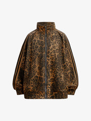 French Terry Cheetah Print Suede Tracksuit - 2277 
