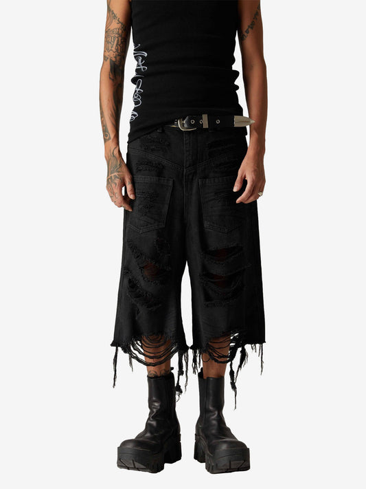 Washed RO Style Ripped Denim Jorts 