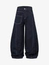 Deconstructed Contrast Stitching Barrel Jeans - 2326 