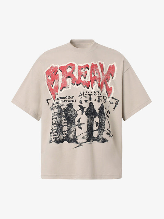 Graphic "BREAK" Print T-Shirt 