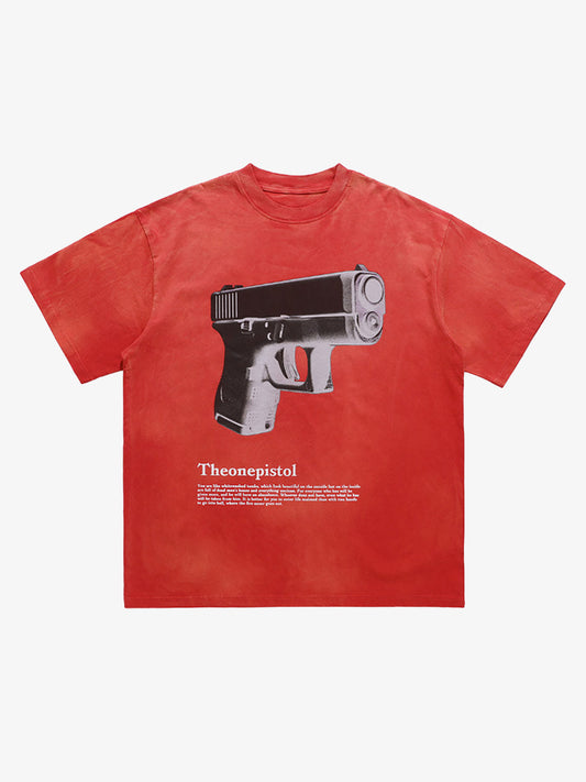 Graphic Gun Print T-Shirt - Bold Statement for Urban Style 
