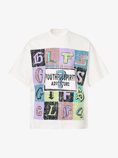 Letter Graphic Crew-Neck T-Shirt 