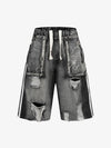 Distressed Cargo Denim Shorts - 2378 