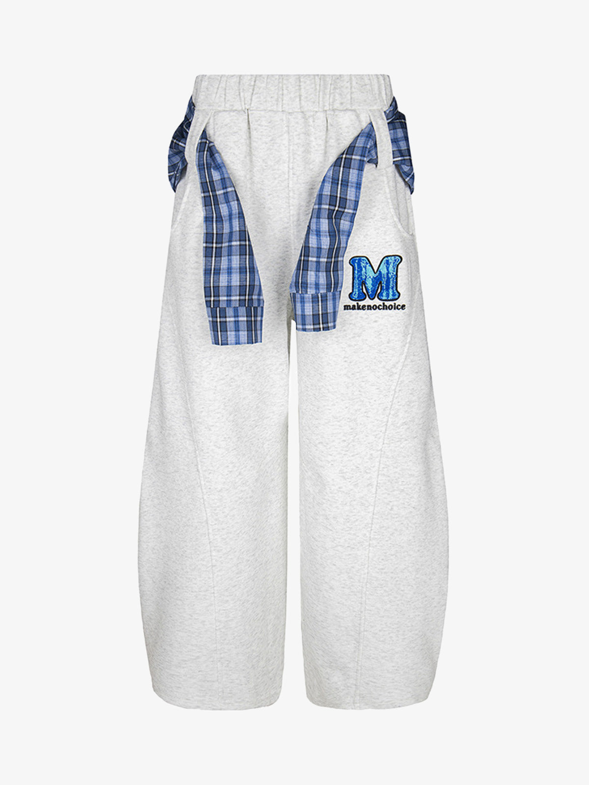 Plaid Belt Barrel Pants 