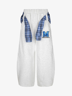 Plaid Belt Barrel Pants 