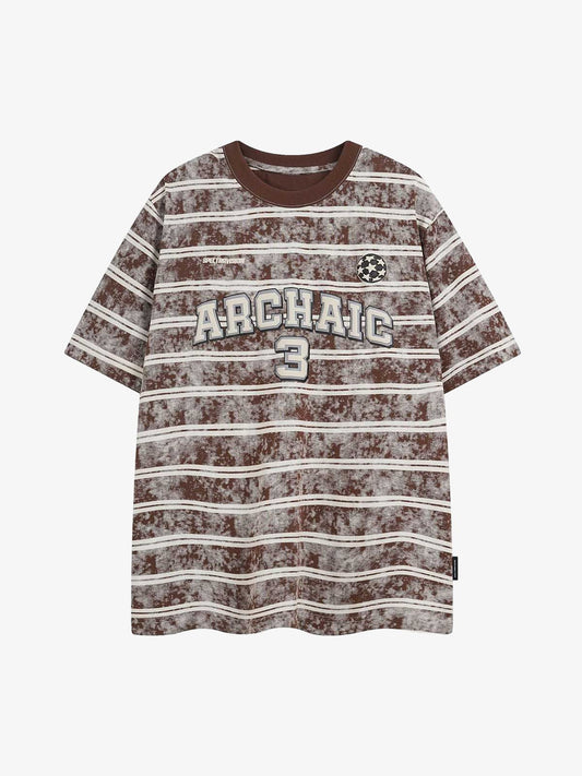 Graphic Lettering Striped Oversized T-Shirt 