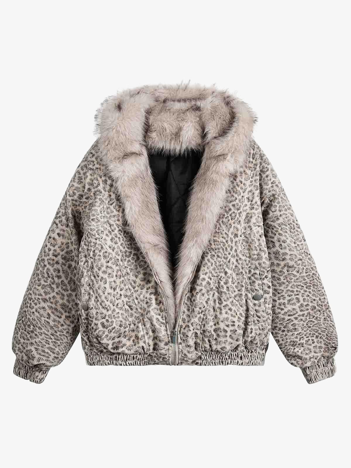 Cotton Cheetah Print Mink Fur Hooded Jacket 2270