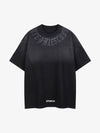 Retro Gradient Letter Printed Washed Oversize T-shirt 