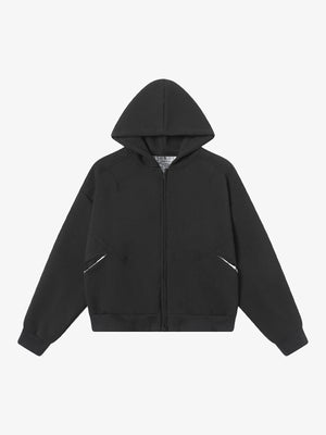Retro Plaid Lining Zip Up Hooded Sweatshirt 