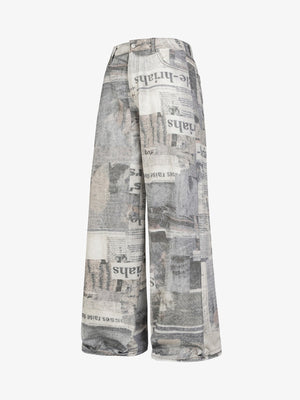 Graffiti Newspaper Baggy Jeans - 2404 